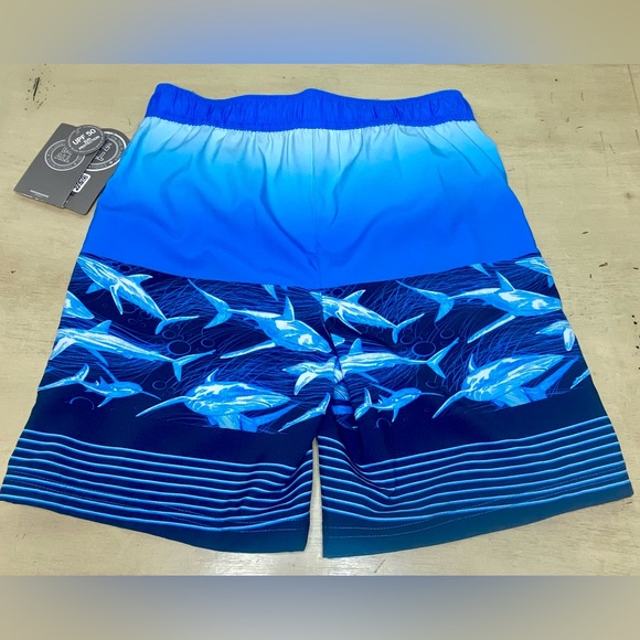 Swim Trunks Blue Boy Size 10 Shark Print Board Shorts - Picture 8 of 8